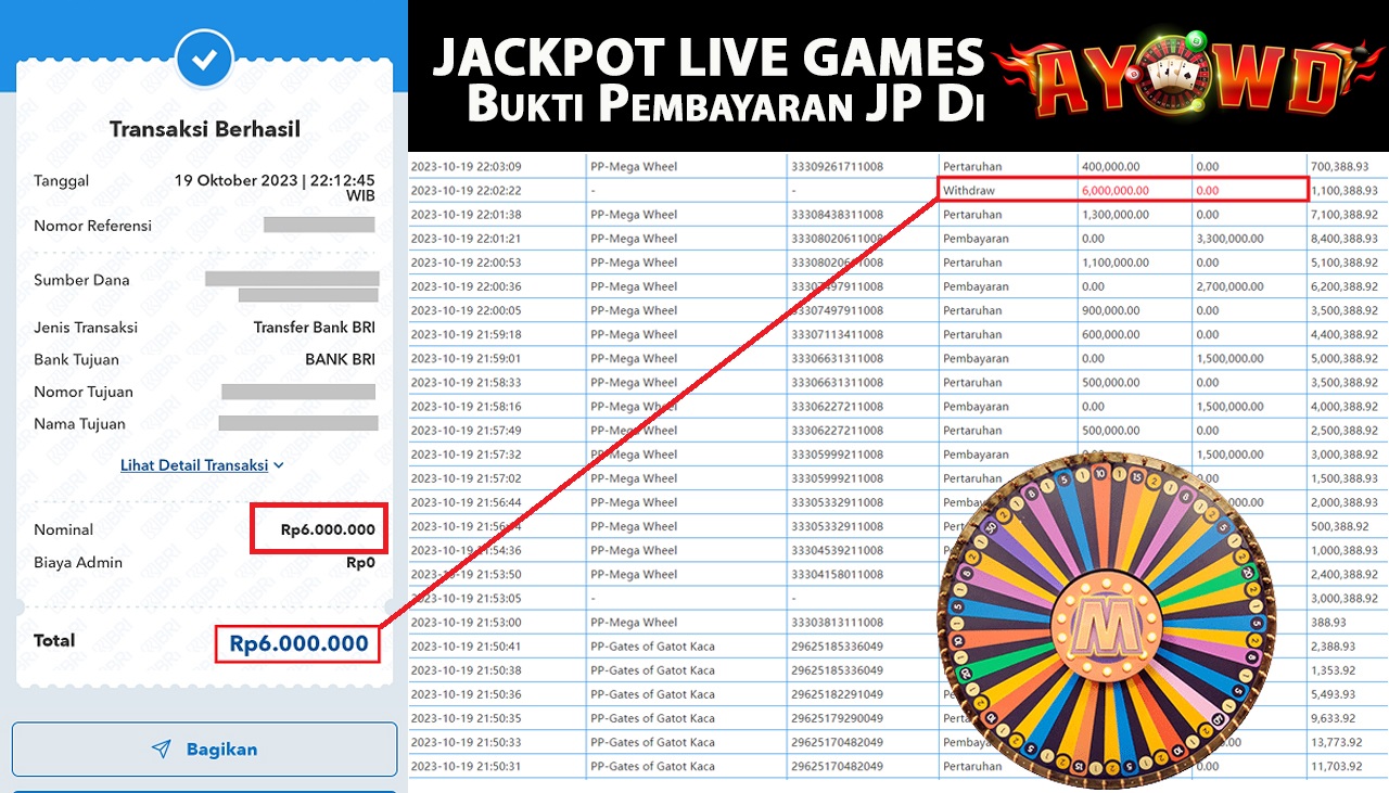 AYOWD JACKPOT LIVE GAME MEGA WHEEL Rp,6,000.000