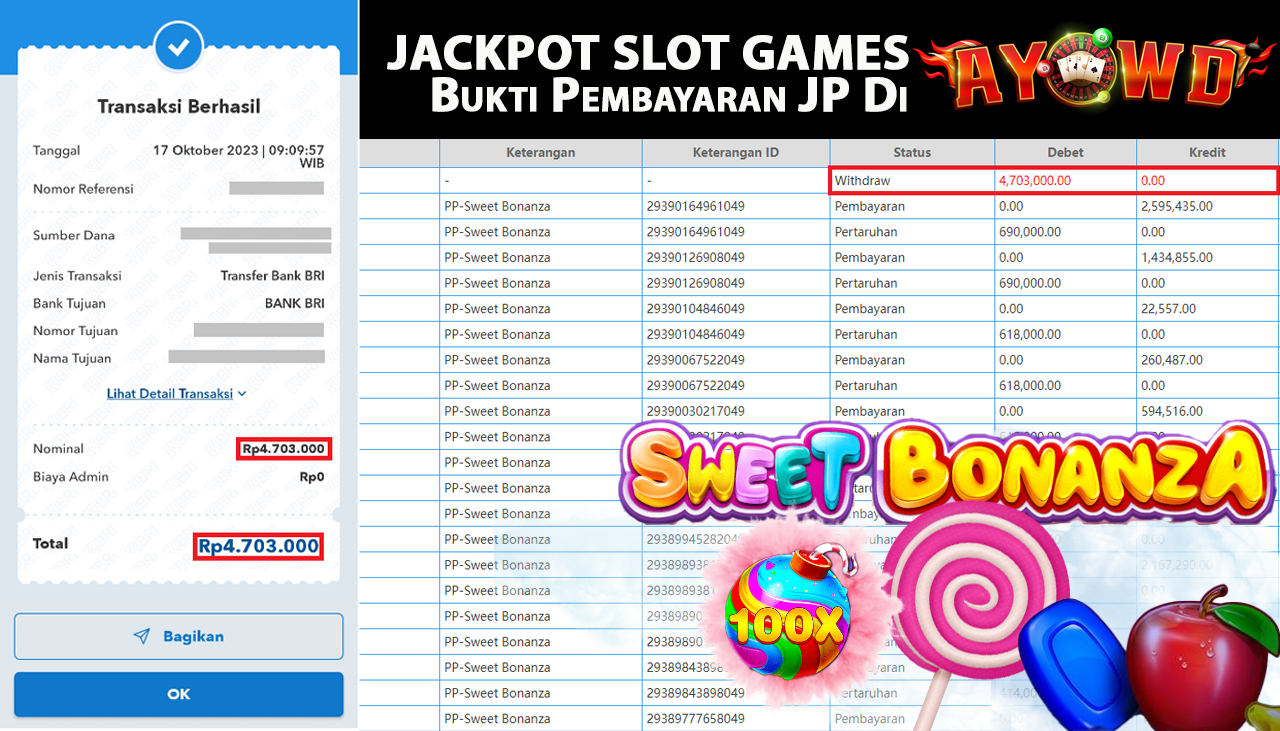AYOWD JACKPOT SLOT Sweet Bonanza Rp.4.703.000- LUNAS