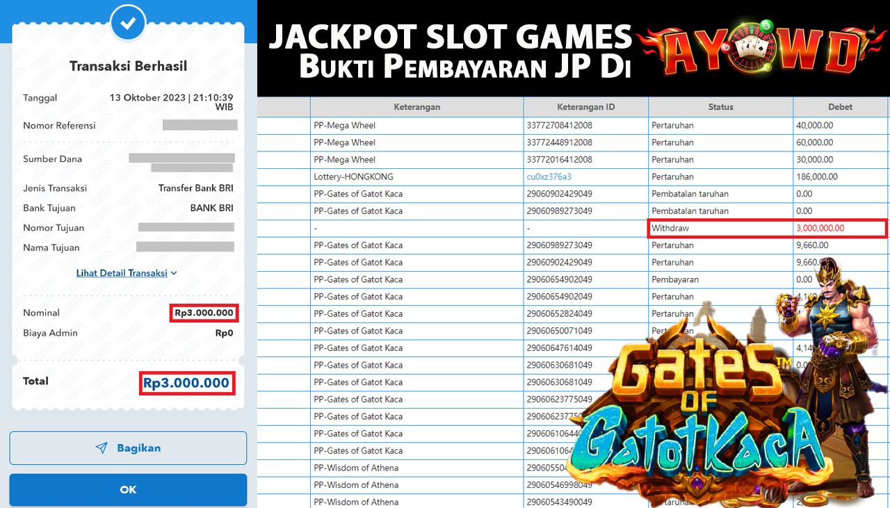 AYOWD JACKPOT SLOT Gates of Gatot Kaca Rp.3.000.000- LUNAS