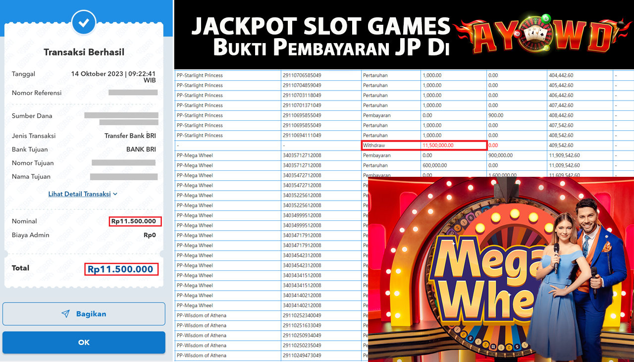 AYOWD JACKPOT LIVE GAME MEGA WHEEL Rp.11.500.000- LUNAS