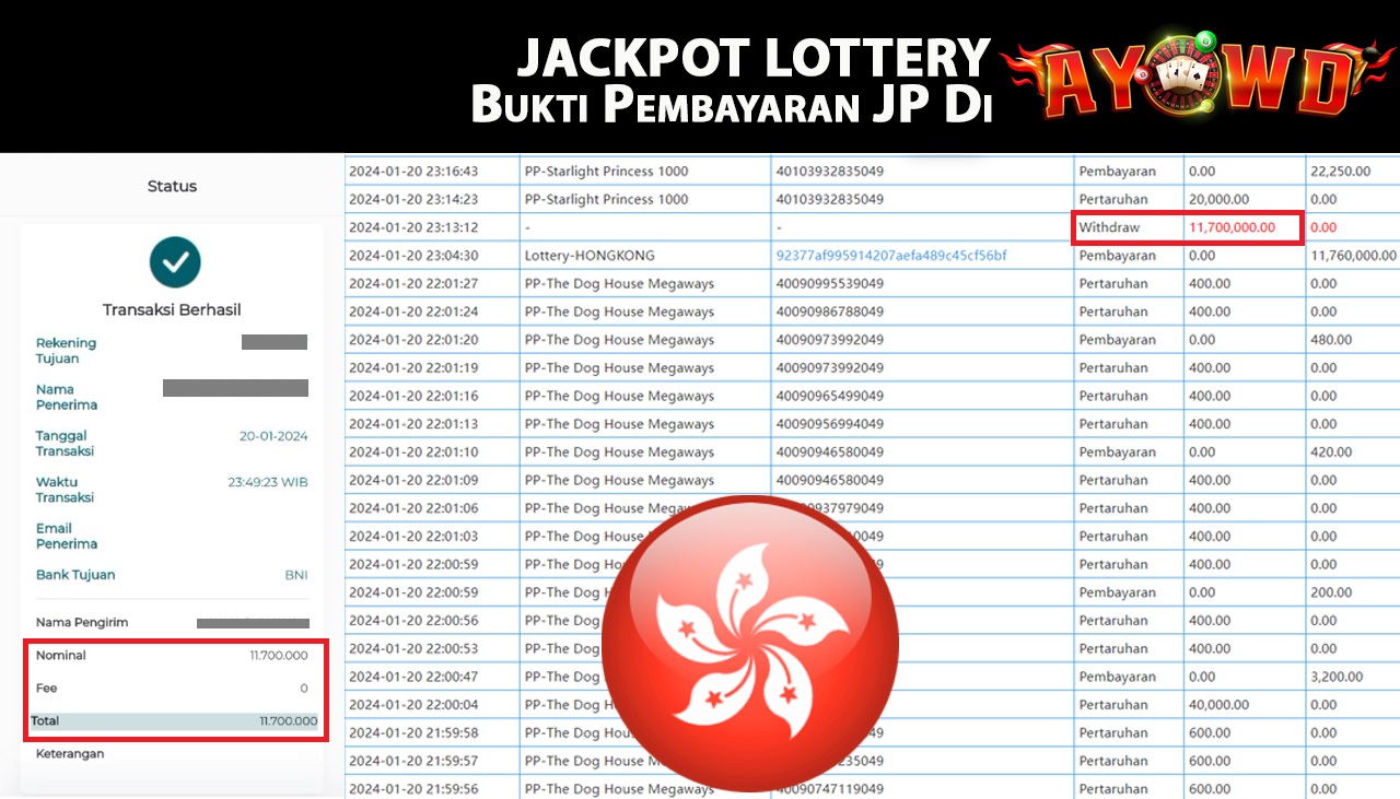 AYOWD JACKPOT LOTTERY HONGKONG Rp,11.700.000- LUNAS