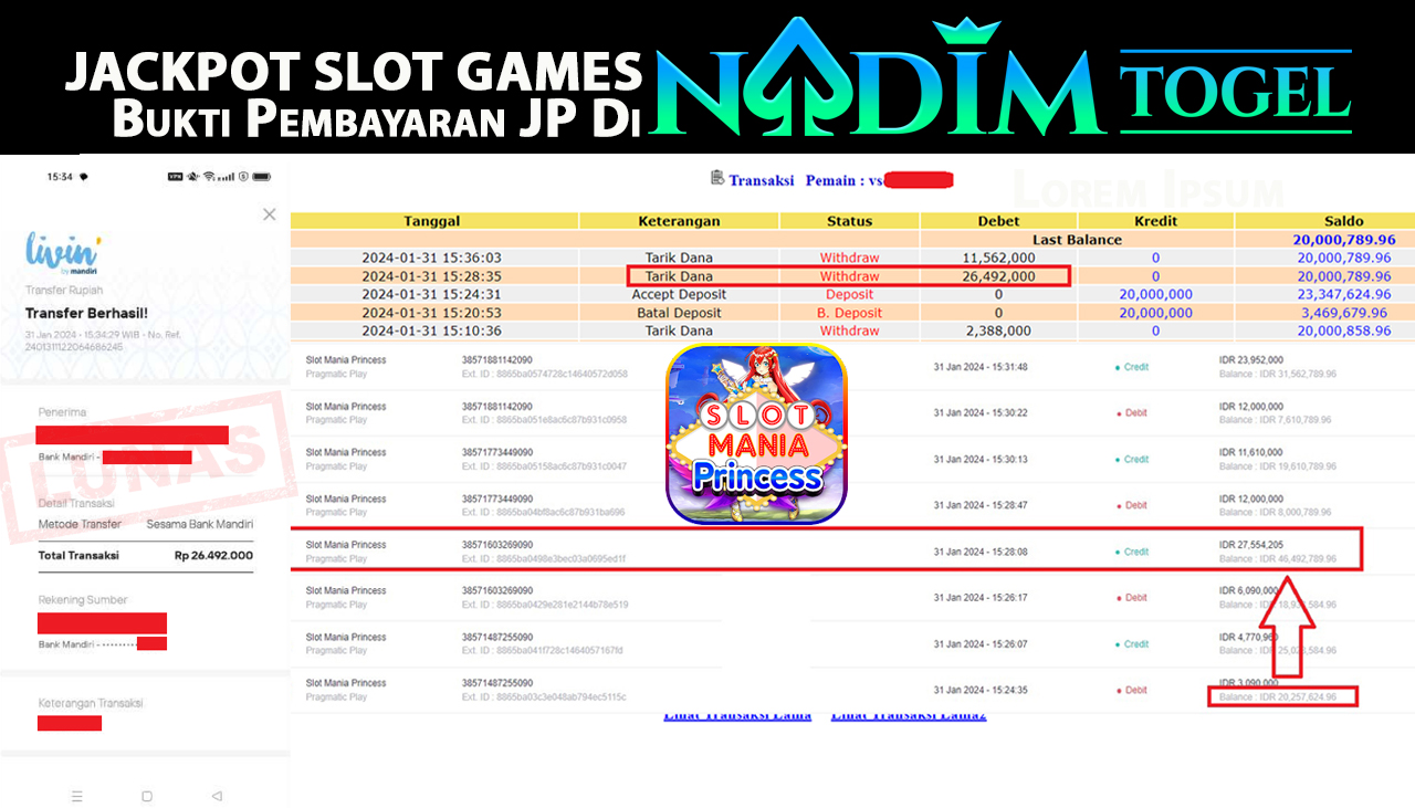 NADIMTOGEL JACKPOT SLOT MANIA PRINCSS Rp.26.492.000,- LUNAS