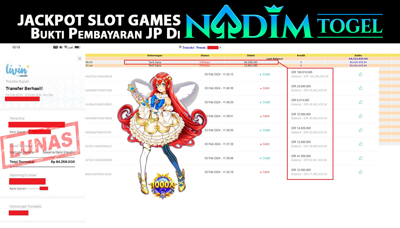 NADIMTOGEL JACKPOT SLOT MANIA PRINCESS Rp.84,258,000,- LUNAS