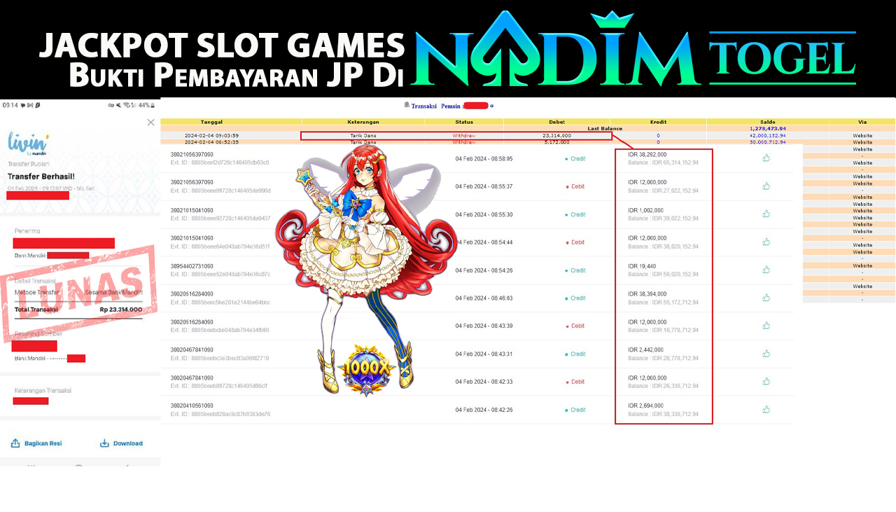 NADIMTOGEL JACKPOT SLOT MANIA PRINCESS Rp.23,314,000,- LUNAS
