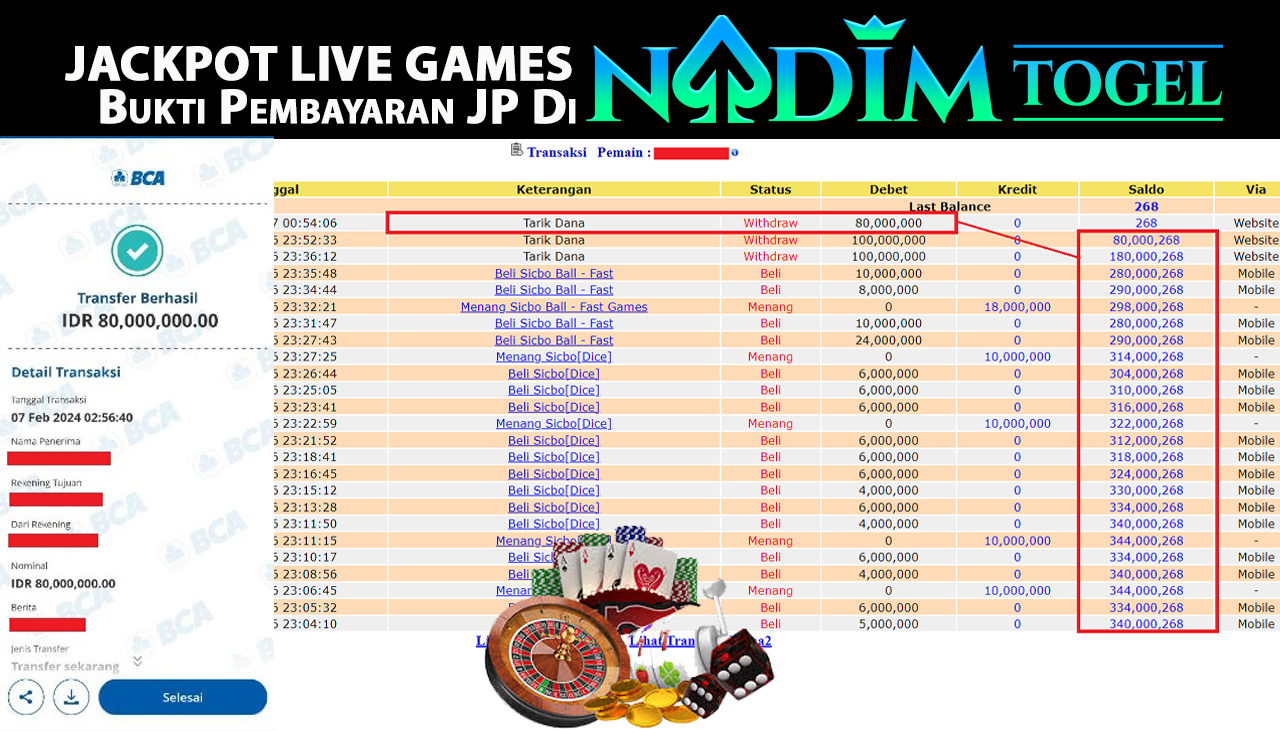 NADIMTOGEL JACKPOT LIVE GAMES ROULETTE Rp.80.000.000,- LUNAS
