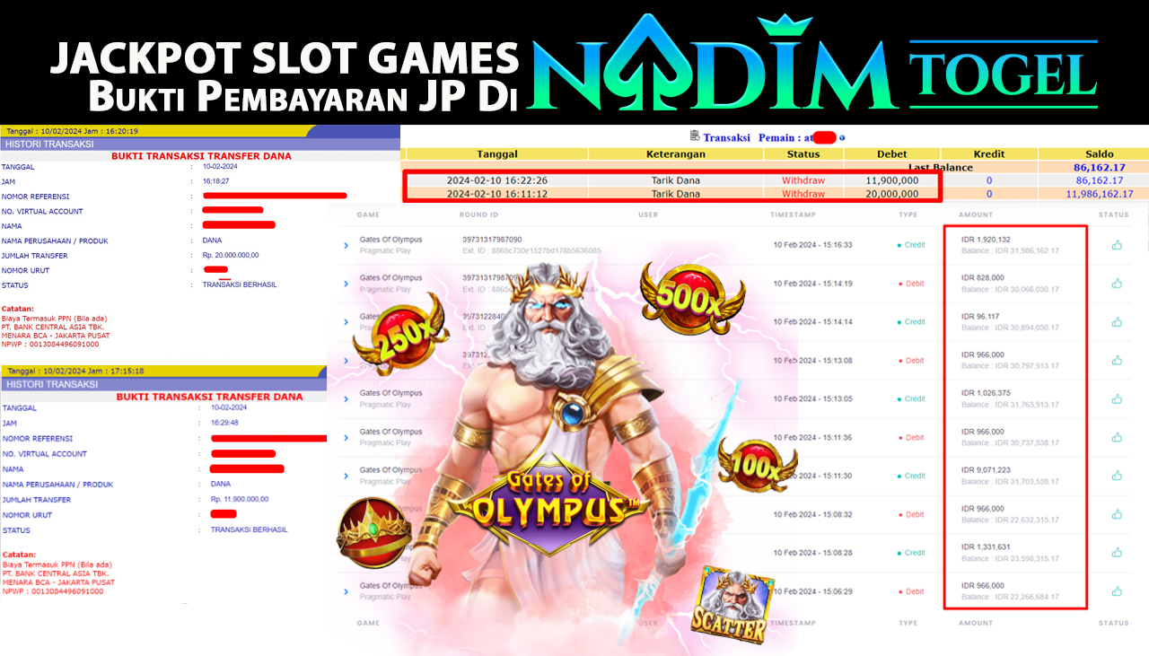 NADIMTOGEL JACKPOT SLOT GATES OF OLYMPUSH Rp.31.900.000,- LUNAS