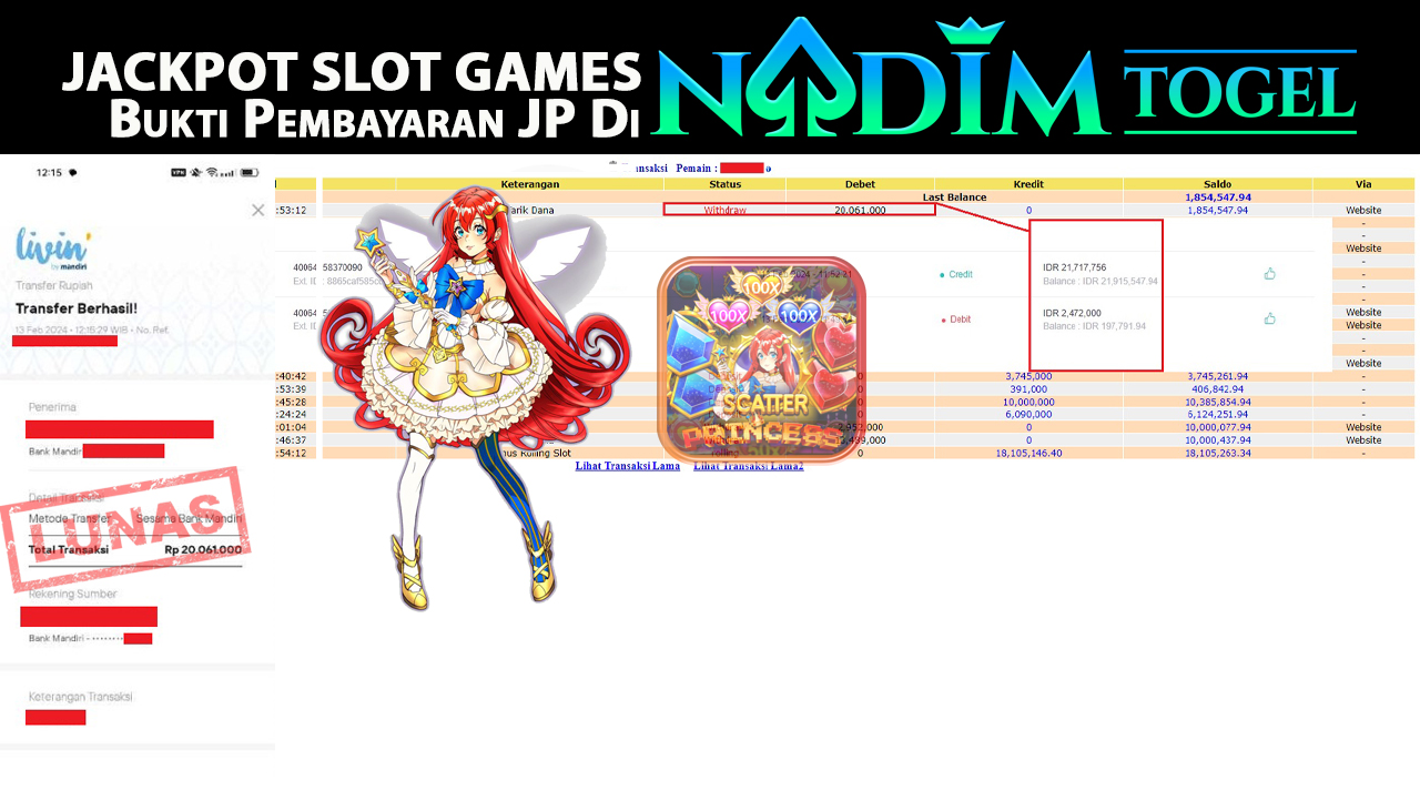 NADIMTOGEL JACKPOT SLOT MANIA PRINCESS Rp.20.061.000,- LUNAS