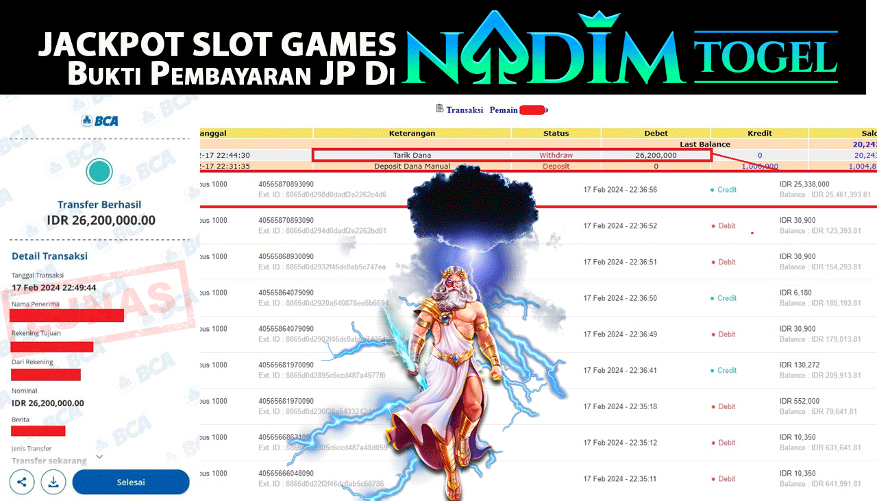 NADIMTOGEL JACKPOT SLOT GATES OF OLYMPUS 1000 Rp.26.200.000,- LUNAS