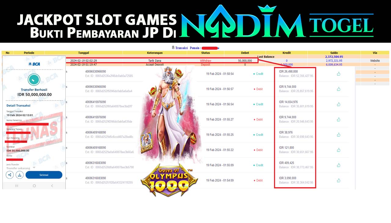 NADIMTOGEL JACKPOT SLOT GATES OF OLYMPUS 1000 Rp50.000.000,- LUNAS
