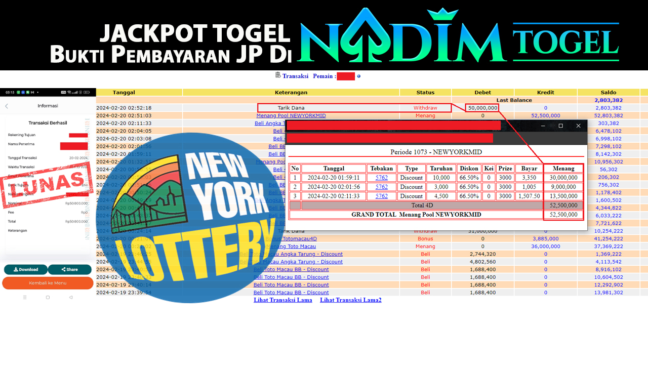 NADIMTOGEL JACKPOT TOGEL PASARAN NEWYORKMIDDAY  Rp.50.000.000,- LUNAS