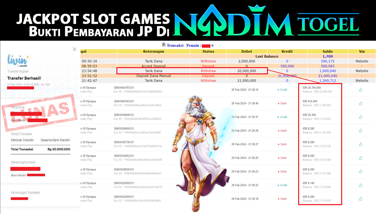 NADIMTOGEL JACKPOT SLOT Gates Of Olympus Rp.21,000,000- LUNAS