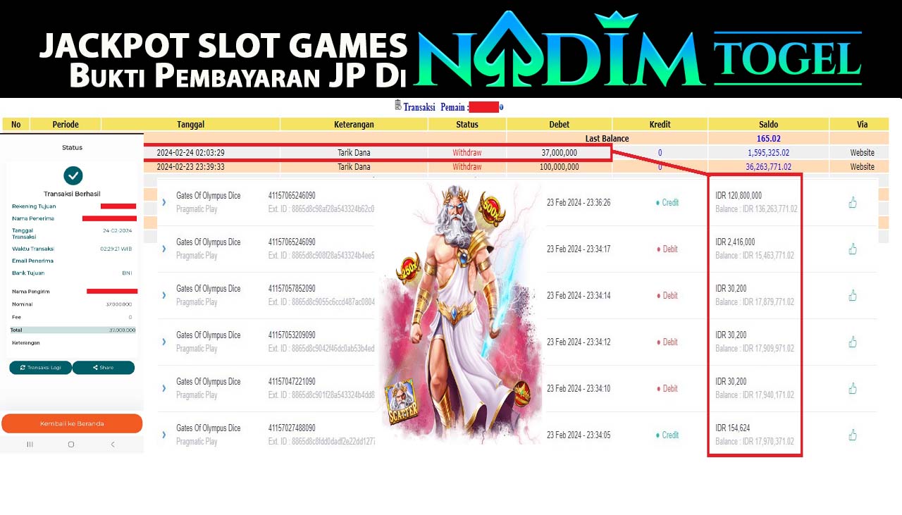 NADIMTOGEL JACKPOT SLOT GATES OF OLYMPUS Rp37.000.000,- LUNAS