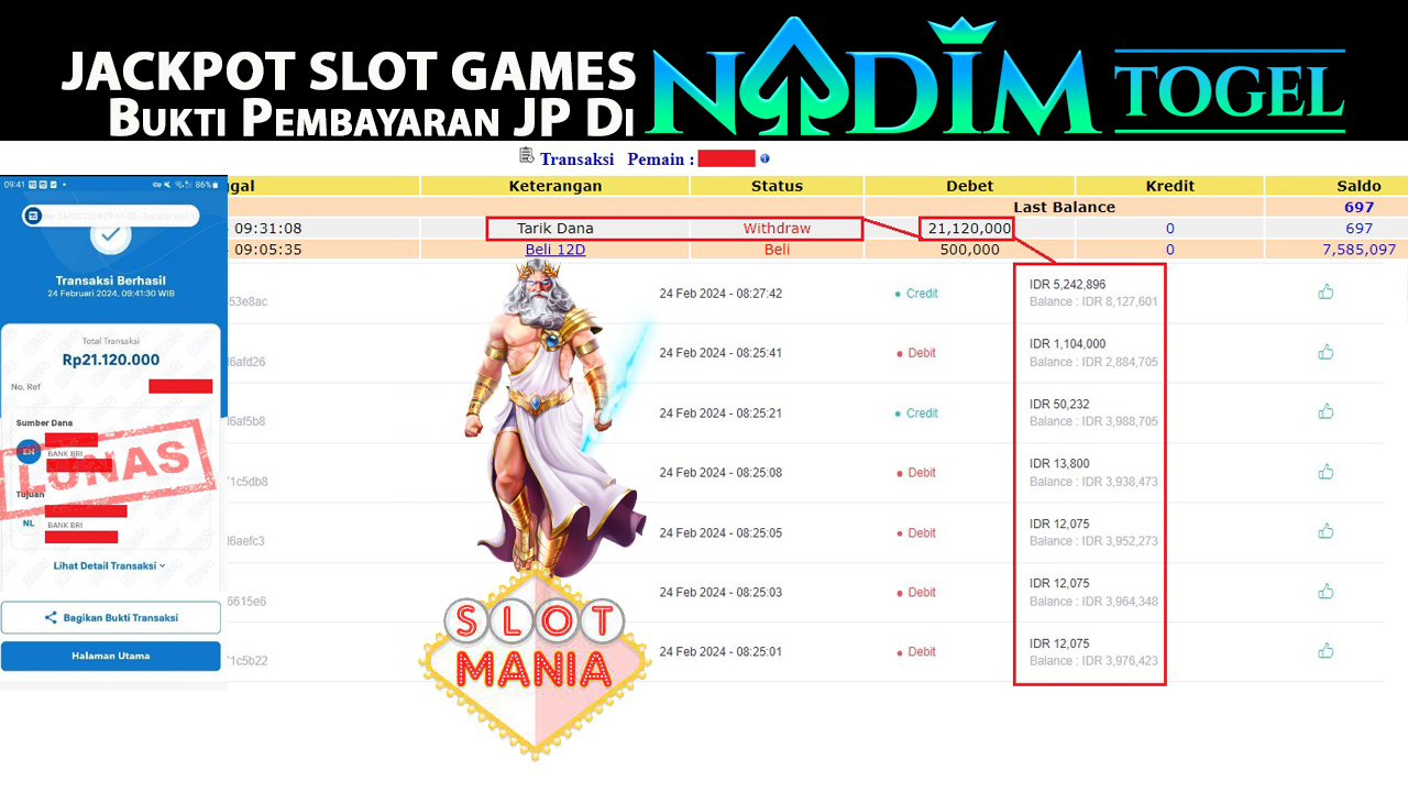 NADIMTOGEL JACKPOT SLOT MANIA OLYMPUS Rp.21.120.000,- LUNAS