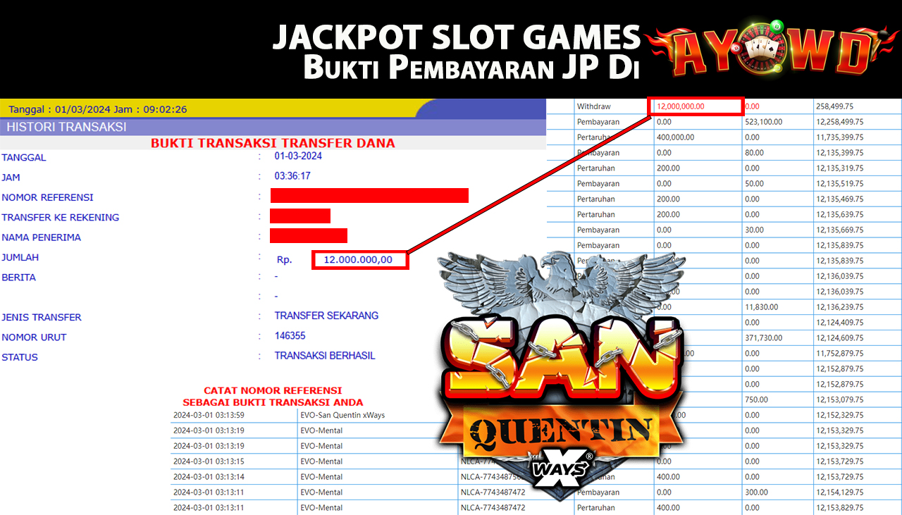 AYOWD JACKPOT SLOT GAME EVO-San Quentin xWays Rp,12,000,000 - LUNAS