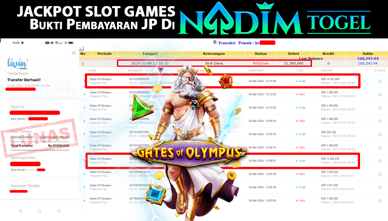 NADIMTOGEL JACKPOT SLOT GATES OF OLYMPUS Rp.31.500.000,- LUNAS