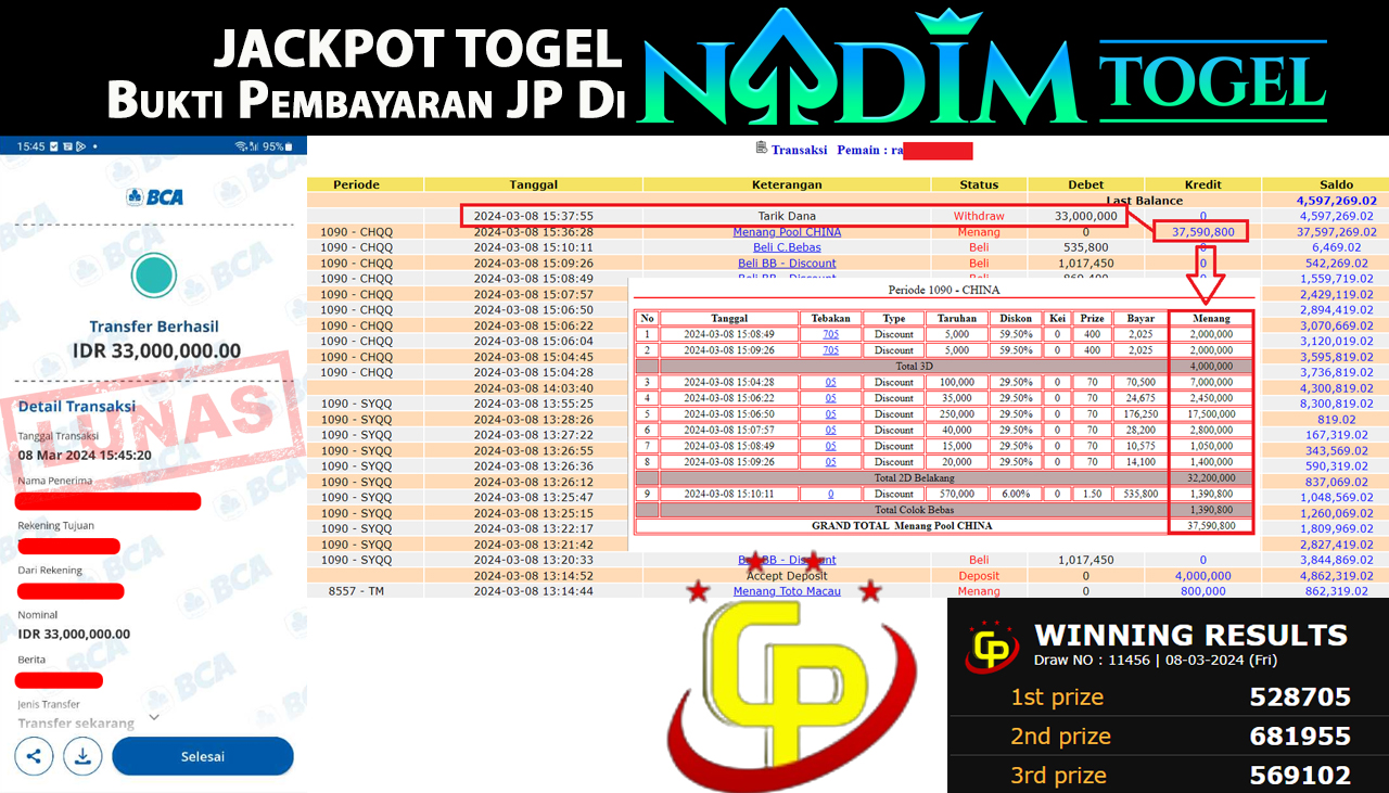 NADIMTOGEL JACKPOT TOGEL PASARAN CHINA Rp.33,000,000,- LUNAS