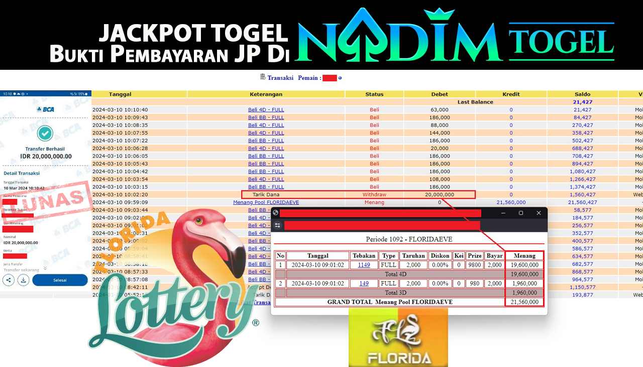 NADIMTOGEL JACKPOT TOGEL PASARAN FLORIDAEVE Rp.20.000.000,- LUNAS