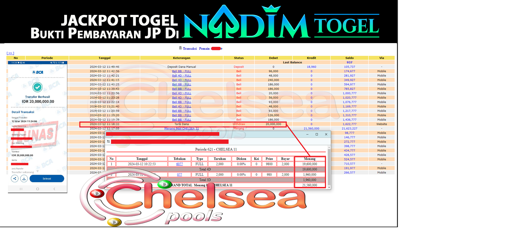 NADIMTOGEL JACKPOT TOGEL PASARAN Pool Chelsea 11 Rp.20,000,000- LUNAS