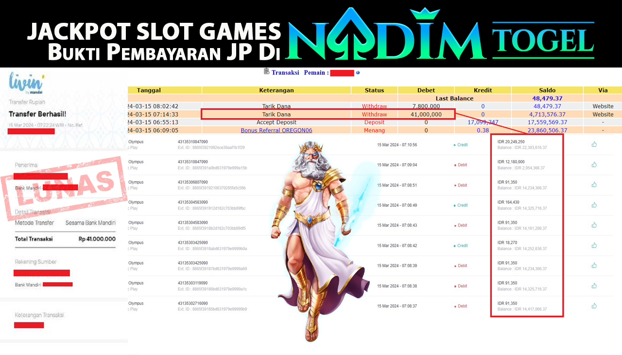 NADIMTOGEL JACKPOT SLOT GATES OF OLYMPUS Rp.41,000,000- LUNAS