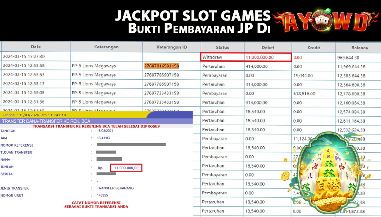 AYOWD JACKPOT SLOT GAME PP-5 Lions Megaways Rp,11,000,000 - LUNAS