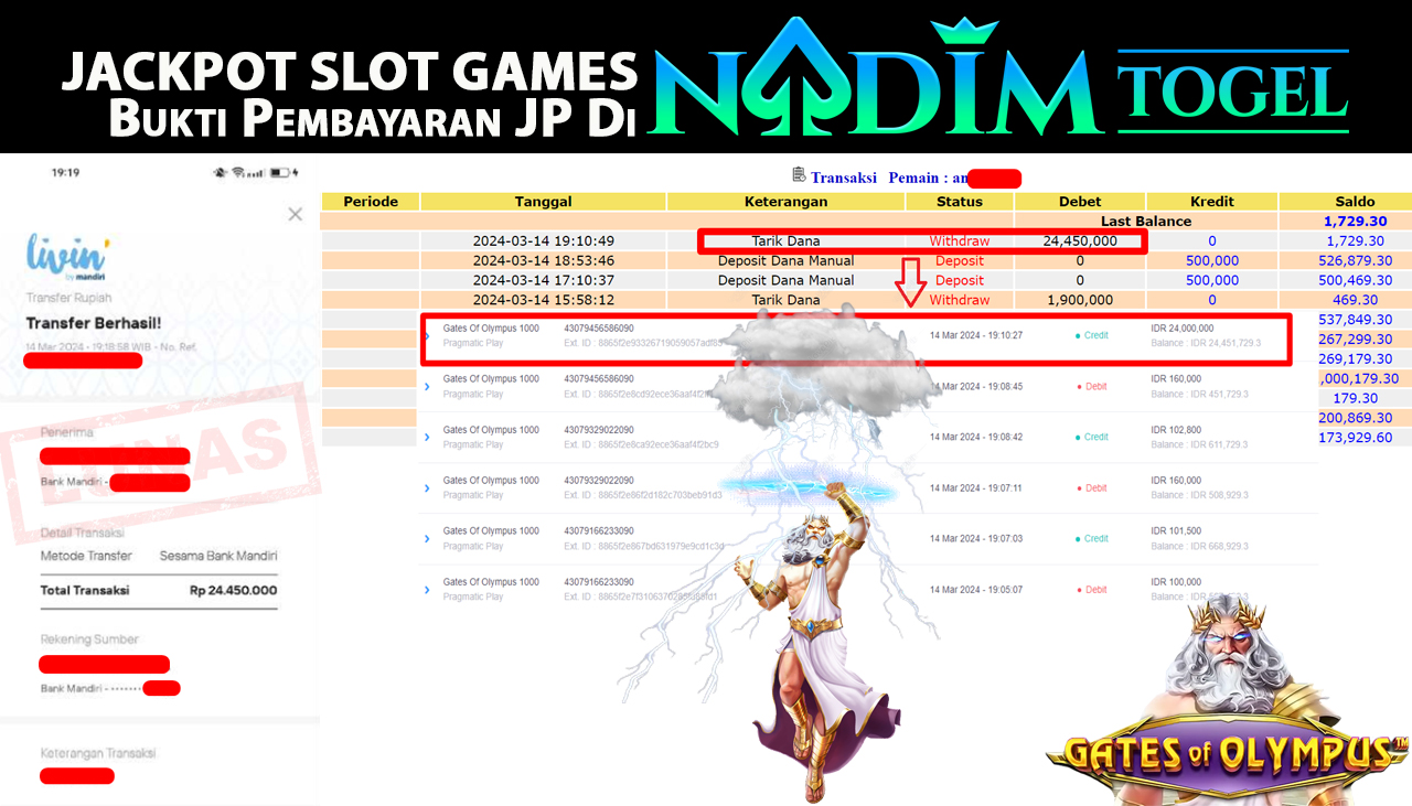 NADIMTOGEL JACKPOT SLOT GATES OF OLYMPUS Rp24,450,000,- LUNAS