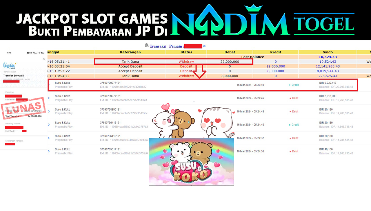 NADIMTOGEL JACKPOT SLOT SUSU & KOKO Rp.22.000.000,- LUNAS