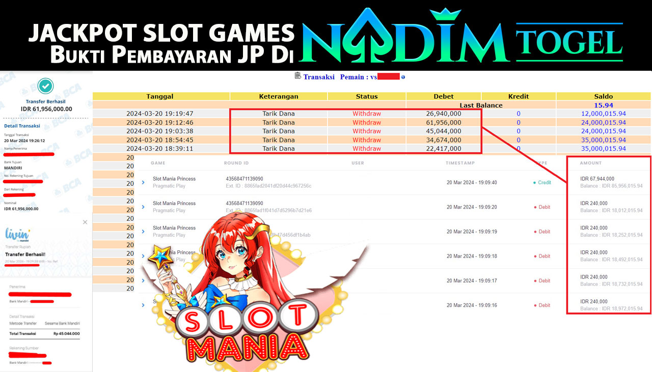 NADIMTOGEL JACKPOT SLOT MANIA PRINCESS Rp 145,987,000,- LUNAS