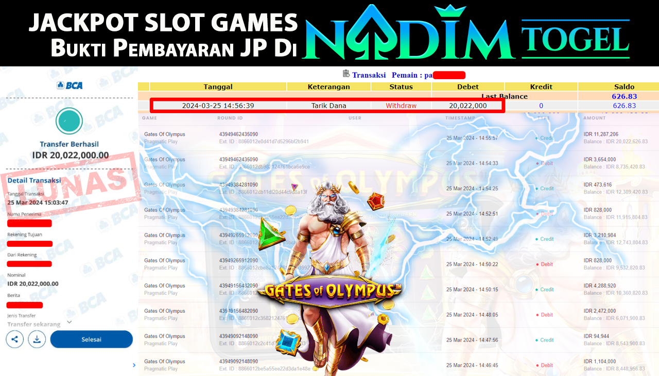 NADIMTOGEL JACKPOT SLOT GATES OF OLYMPUS Rp20.022.000,- LUNAS