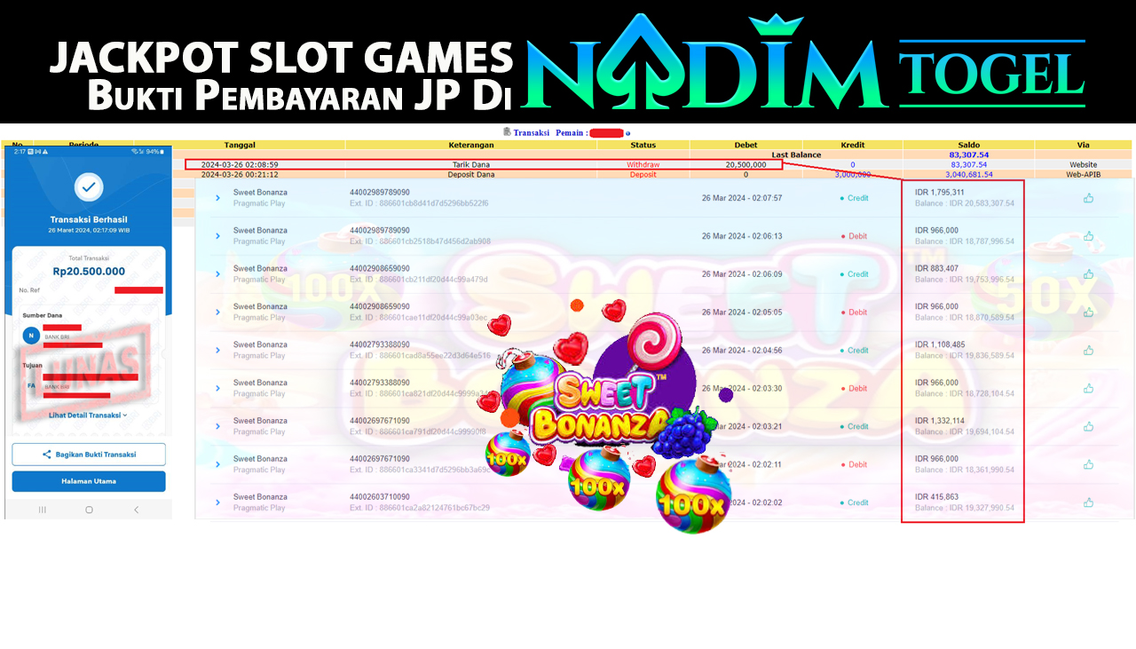NADIMTOGEL JACKPOT SLOT SWEET BONANZA Rp.20,500,000,- LUNAS