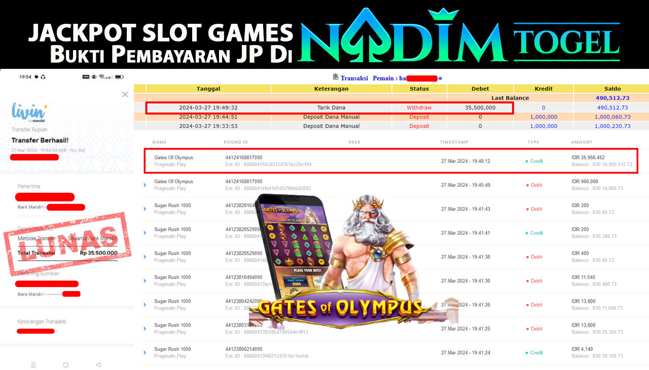 NADIMTOGEL JACKPOT SLOT GATES OF OLYMPUS Rp 35,500,000,- LUNAS