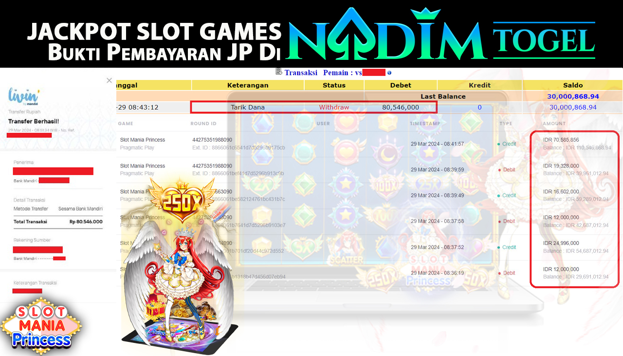 NADIMTOGEL JACKPOT SLOT MANIA PRINCESS Rp 80,546,000,- LUNAS