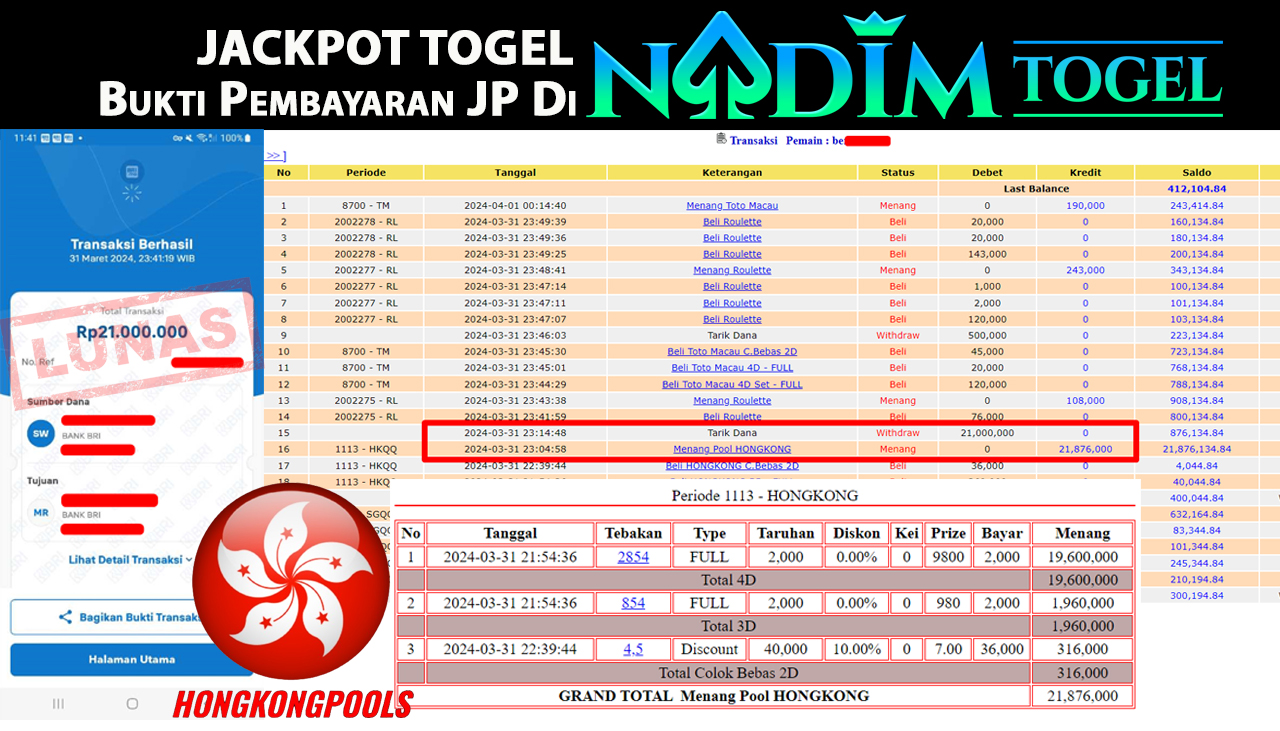 NADIMTOGEL JACKPOT TOGEL HONGKONG Rp 21.000.000,- LUNAS