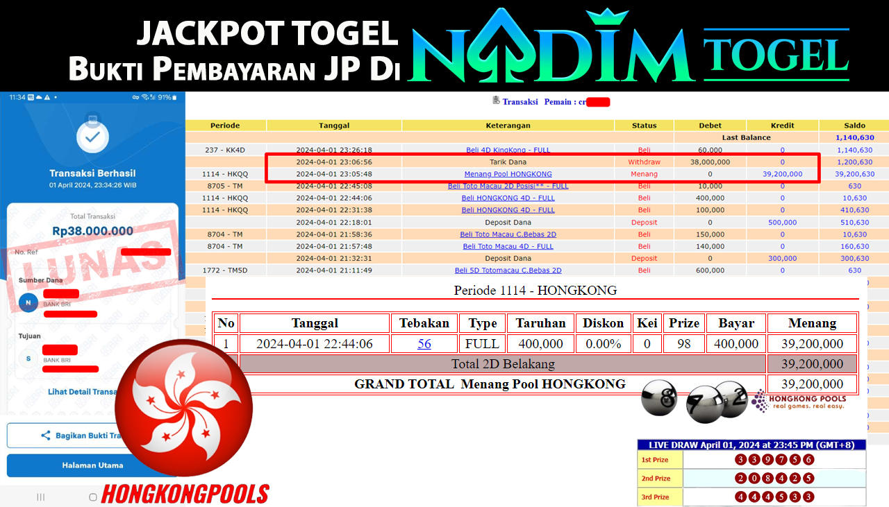 NADIMTOGEL JACKPOT TOGEL HONGKONG Rp 38.000.000,- LUNAS