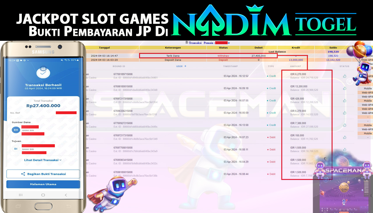 NADIMTOGEL JACKPOT SLOT  SPACEMEN Rp 27,400,000,- LUNAS
