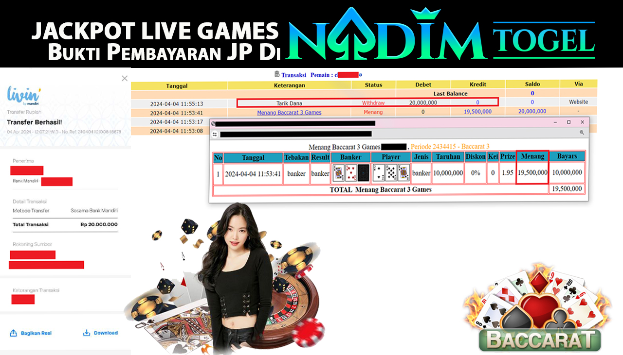 NADIMTOGEL JACKPOT LIVEGAMES BACCARAT Rp 20,000,000,- LUNAS