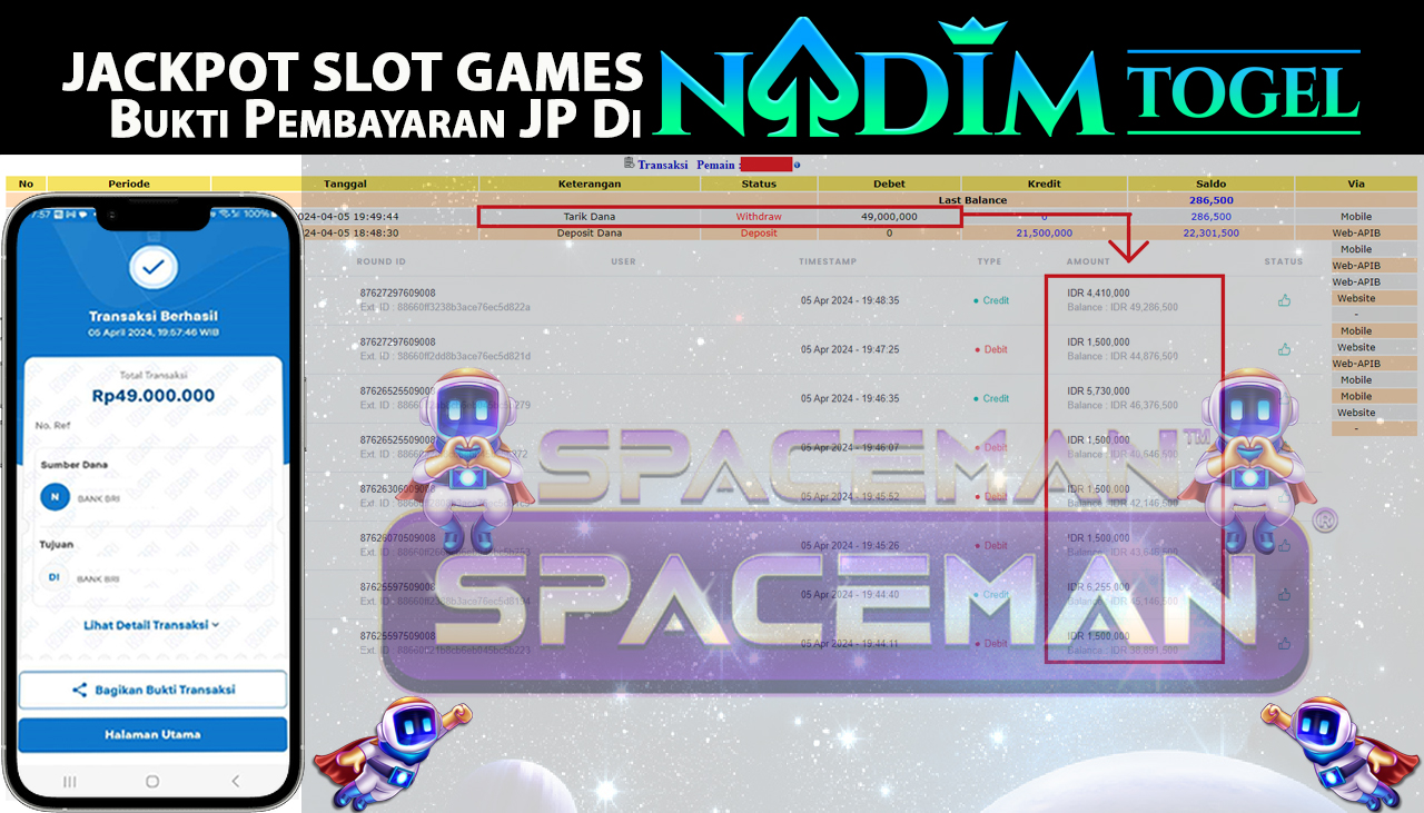 NADIMTOGEL JACKPOT SLOT SPACEMAN Rp 49,000,000,- LUNAS
