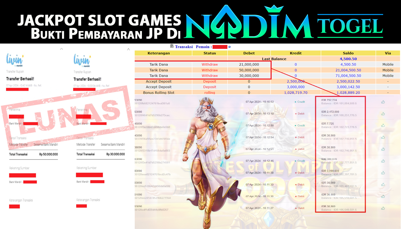 NADIMTOGEL JACKPOT SLOT GATE OF OLYMPUS 1000 Rp.101,000,000- LUNAS