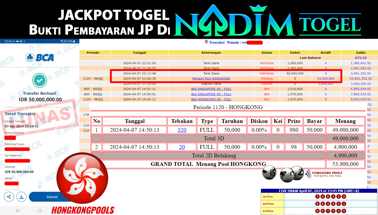 NADIMTOGEL JACKPOT TOGEL PASARAN HONGKONG Rp 50,000,000,- LUNAS