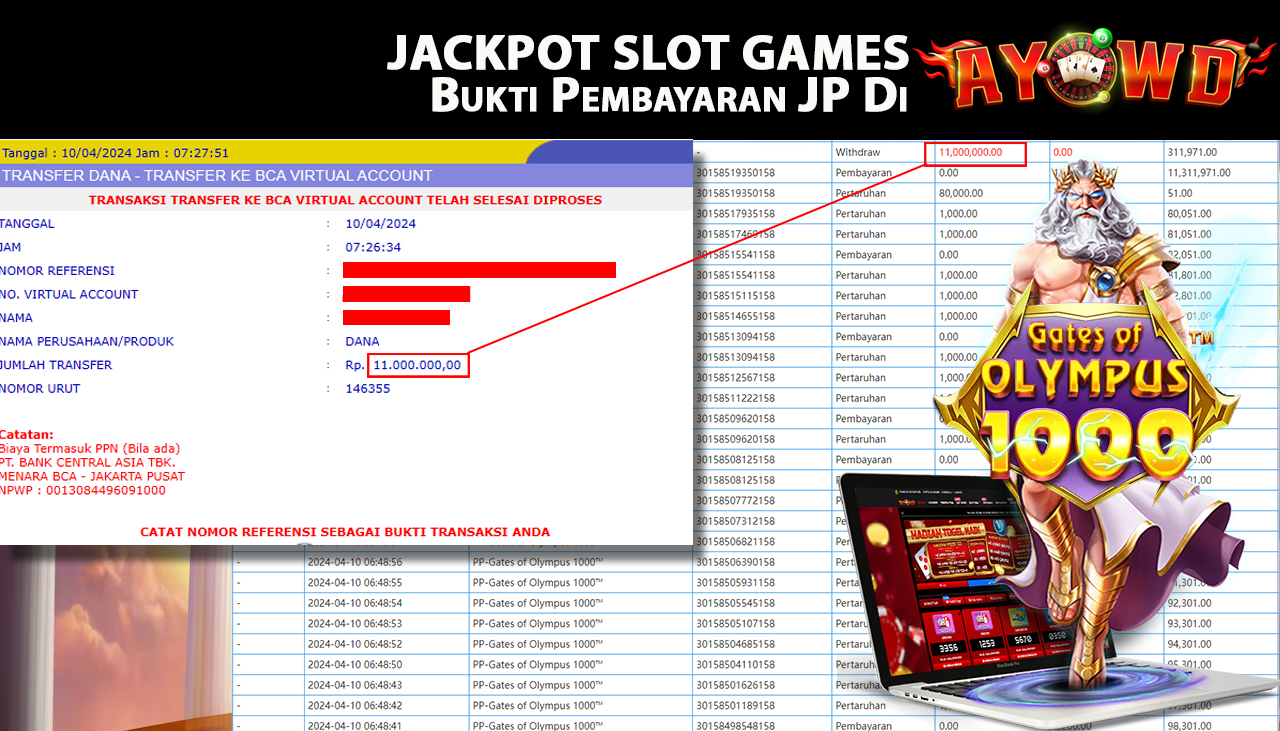 AYOWD JACKPOT SLOT GAME PP-Gates of Olympus 1000  Rp,11,000,000 - LUNAS