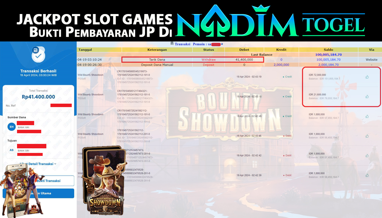 NADIMTOGEL JACKPOT SLOT WILD BOUNTY SHOWDOWN Rp 41,400,000,- LUNAS