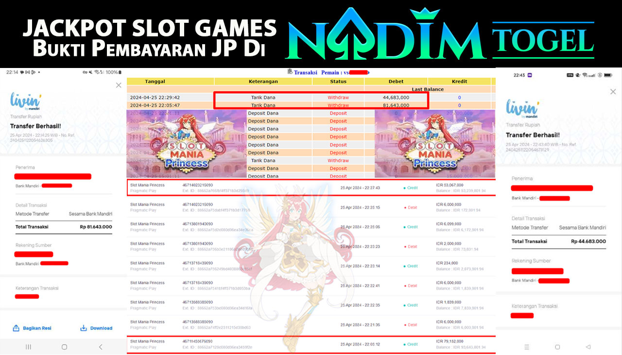 NADIMTOGEL JACKPOT SLOT MANIA PRINCESS Rp 126,326,000,- LUNAS