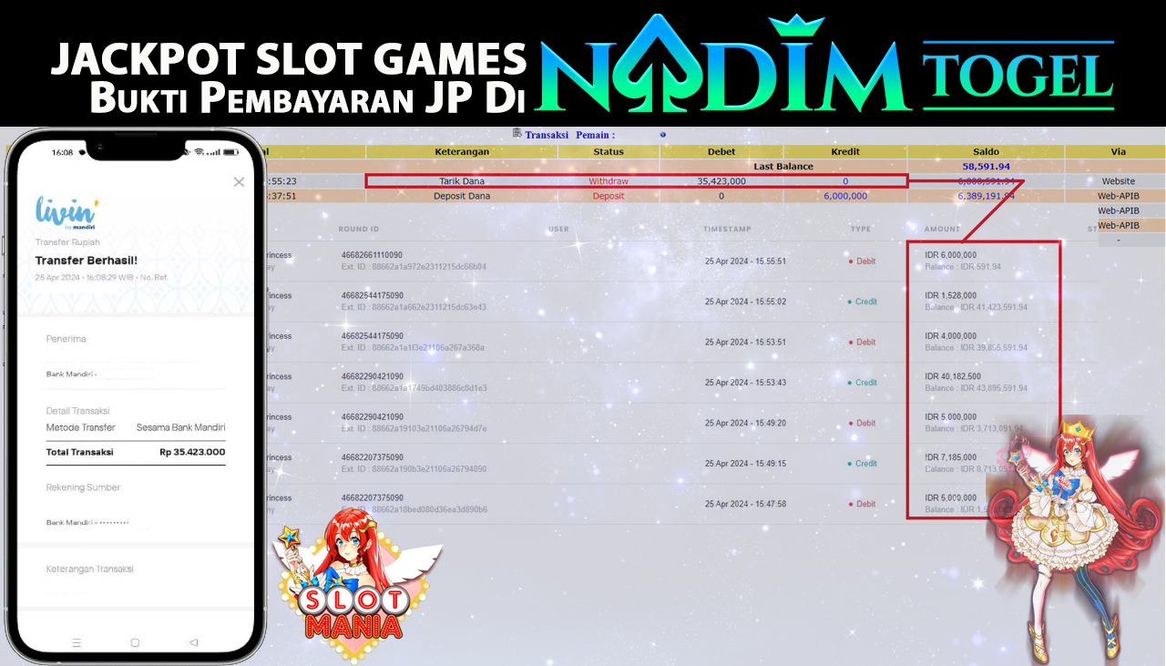 NADIMTOGEL JACKPOT SLOT MANIA PRINCESS Rp 35,423,000,- LUNAS
