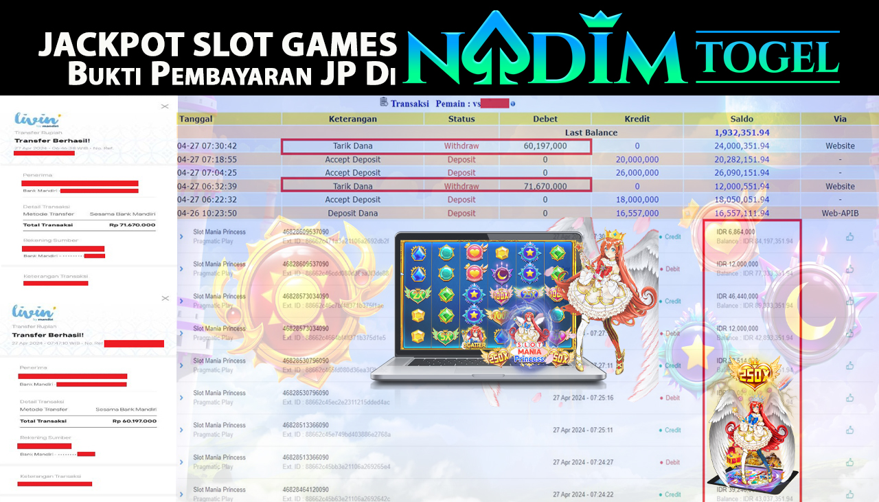 NADIMTOGEL JACKPOT SLOT MANIA PRINCESS Rp.131.867.000,- LUNAS