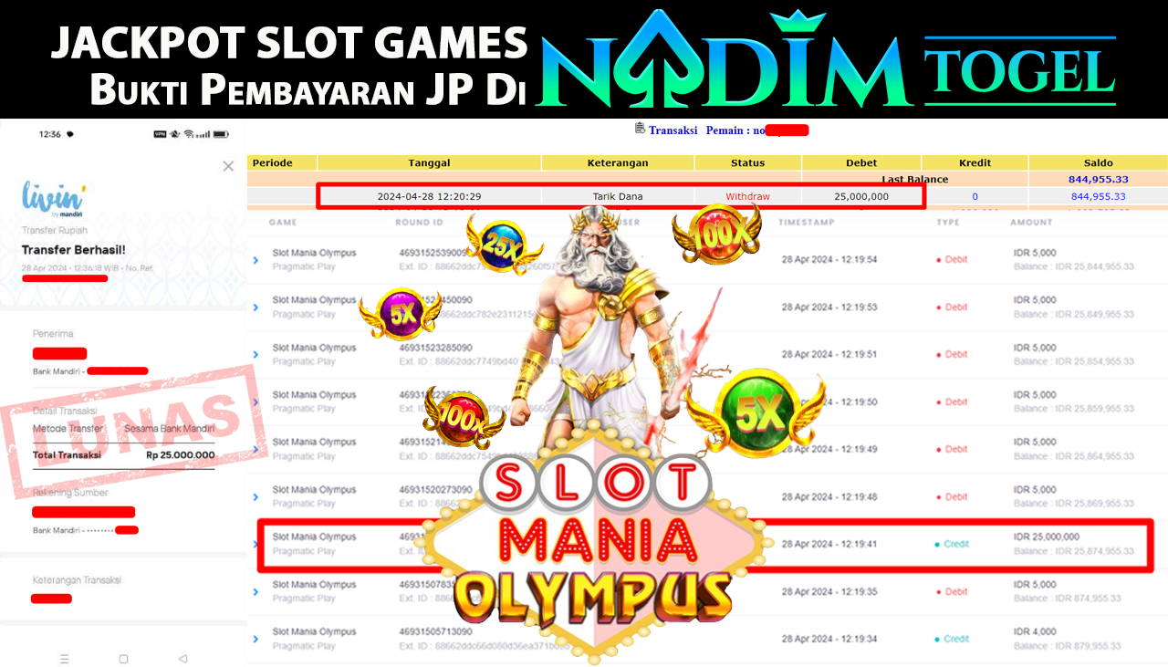 NADIMTOGEL SLOT MANIA OLYMPUS Rp.25.000.000,- LUNAS