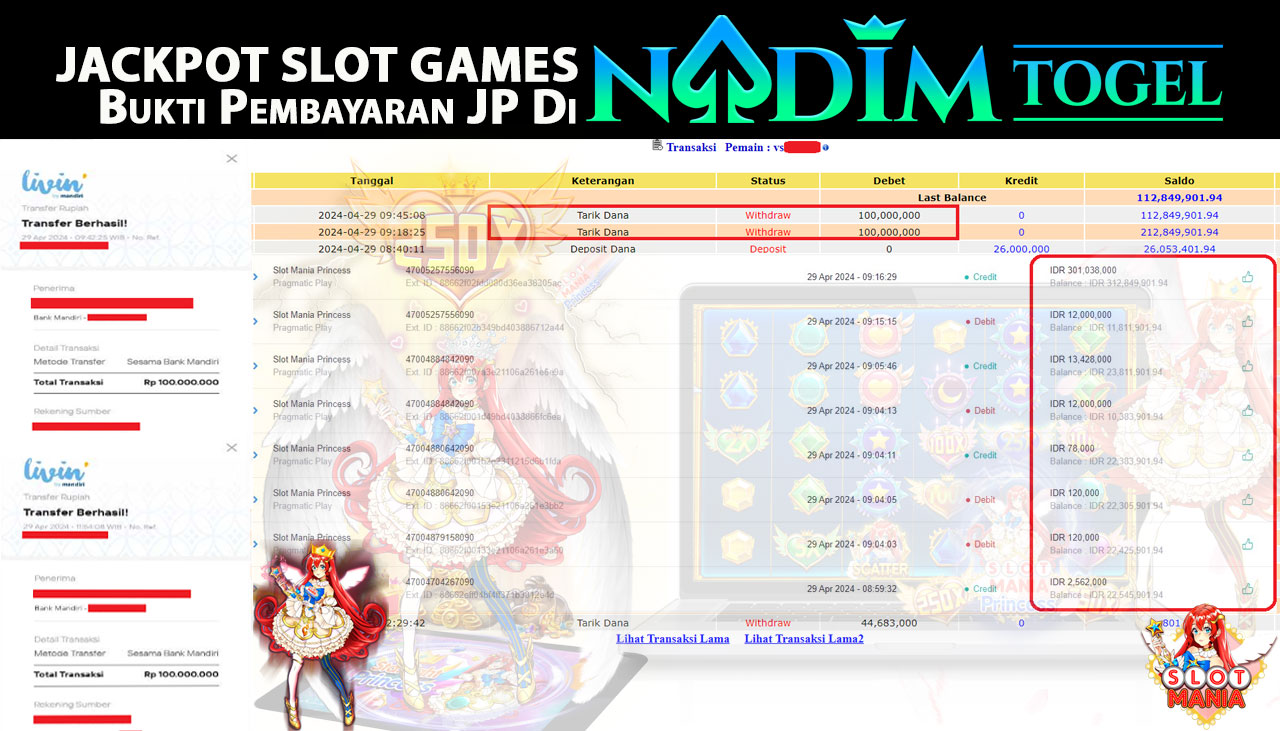 NADIMTOGEL JACKPOT SLOT MANIA PRINCESS Rp 200,000,000,- LUNAS