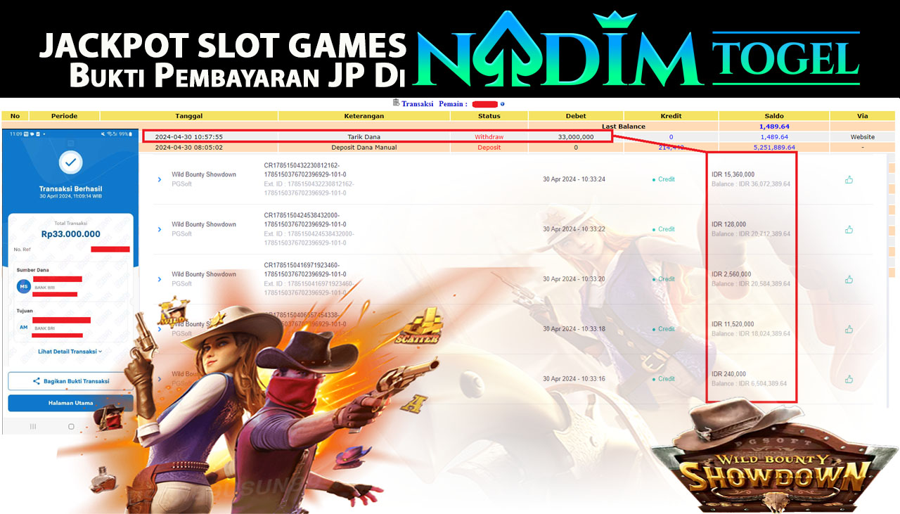 NADIMTOGEL JACKPOT SLOT Wild Bounty Showdown Rp 33,000,000,- LUNAS