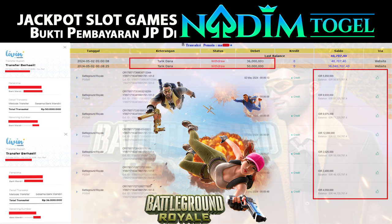 NADIMTOGEL JACKPOT SLOT BATTLEGROUND ROYALE Rp 86,000,000,- LUNAS