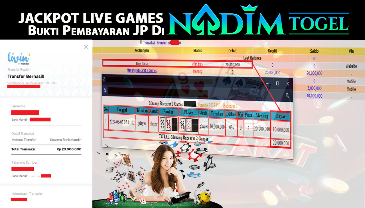 NADIMTOGEL JACKPOT LIVE GAMES BACCARAT Rp 20.000.000,- LUNAS