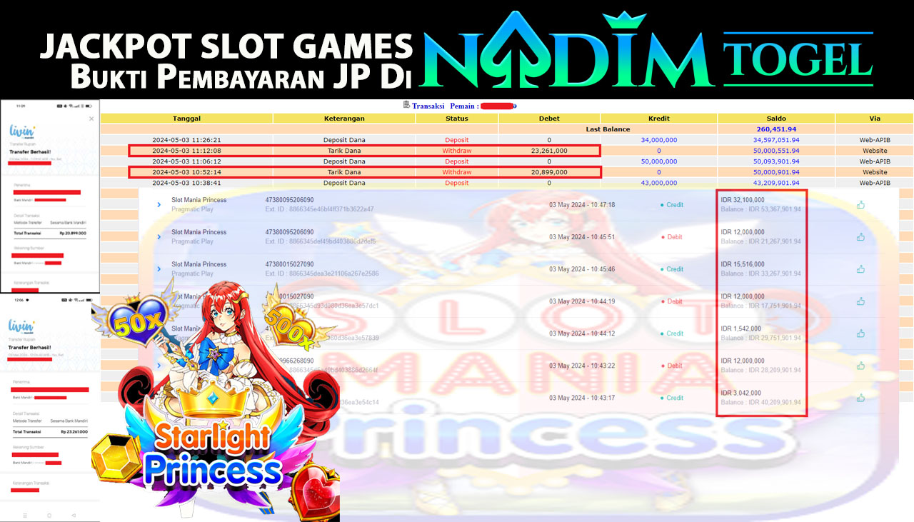 NADIMTOGEL JACKPOT SLOT MANIA PRINCESS  Rp 44.160.000,- LUNAS