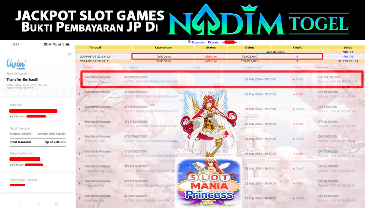 NADIMTOGEL JACKPOT SLOT MANIA PRINCESS Rp92,928,000,- LUNAS